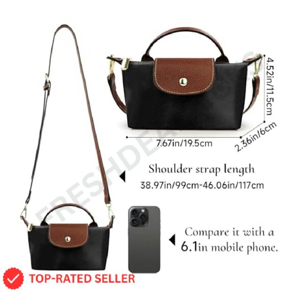 Mini Crossbody Bag Nylon Adjustable Strap Top Handle Casual Chic Compact - Picture 4 of 7